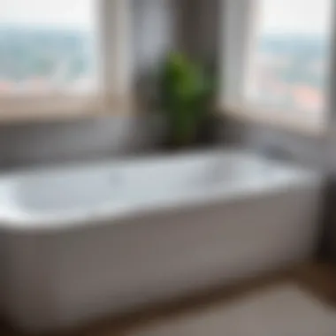 Close-up of acrylic bathtub showcasing the overflow area