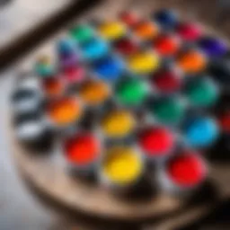 Vibrant acrylic paint colors on a palette
