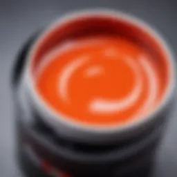 A close-up of a glossy acrylic paint finish