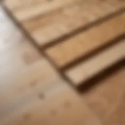 Detailed view of OSB boards aligning on uneven flooring