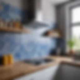 Stylish kitchen wall with decorative tiles