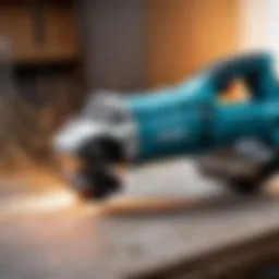 Close-up of a powerful angle grinder showcasing its design