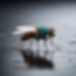 Close-up of tiny apartment flies on a surface