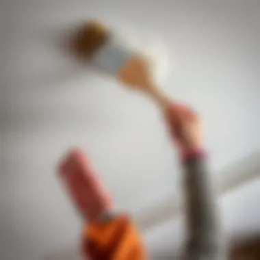 Effective Application Technique with Brush Applying chalk to ceiling with a brush