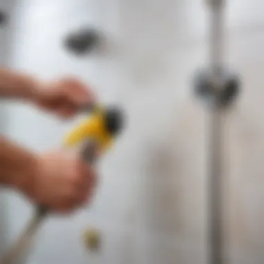 Sealing the Connection Demonstration of applying sealant around shower fittings