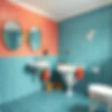 Vibrant bathroom tile transformation using paint