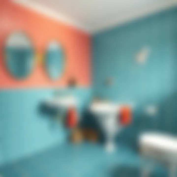 Vibrant bathroom tile transformation using paint