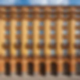 Exterior view of a Brezhnev-era apartment building showcasing its distinct architectural style.