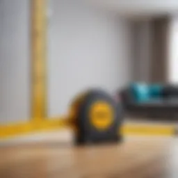 Measuring tape showing dimensions of a room