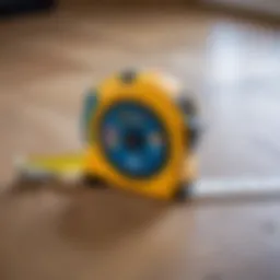 Measuring tape on a floor plan