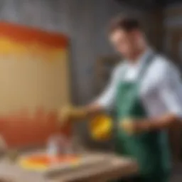 Professional paint preparation scene