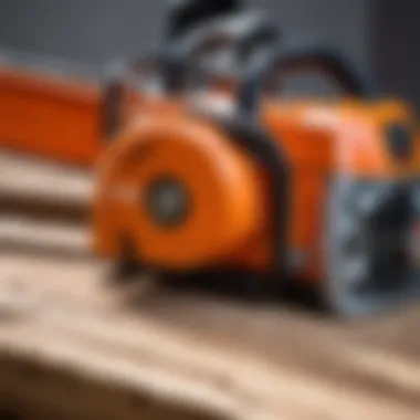 Chainsaw Blade and Motor Details Close-up of chainsaw blade and motor components