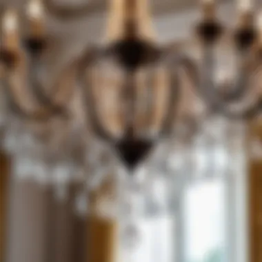 Detailed View of Chandelier Structure Close-up of chandelier fixture with decorative elements