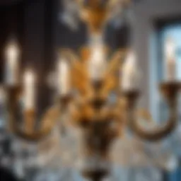 Close-up of a chandelier showcasing detailed craftsmanship