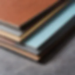Different types of laminate underlayment materials arranged for comparison