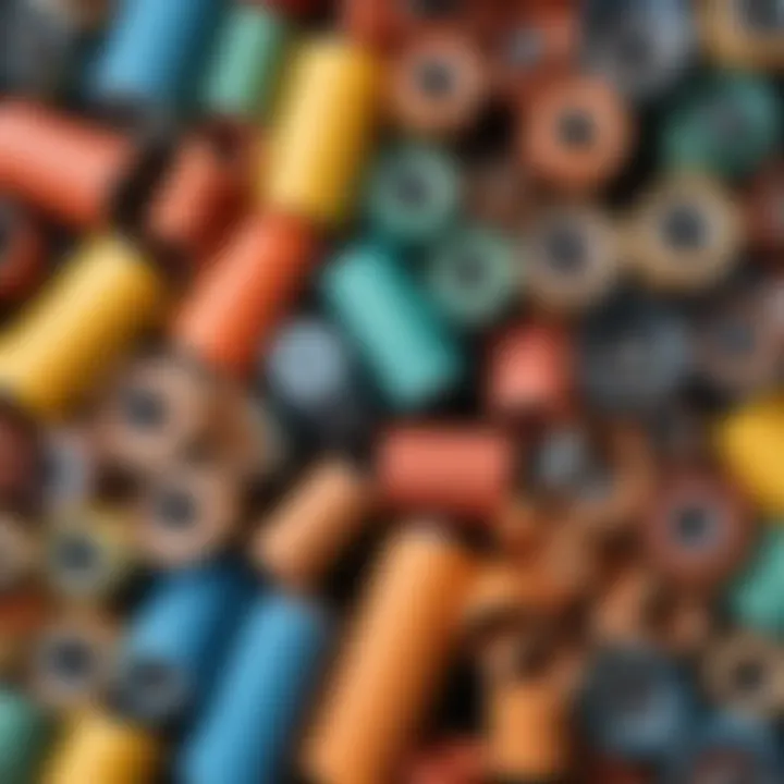 Different types of rollers displayed on a surface