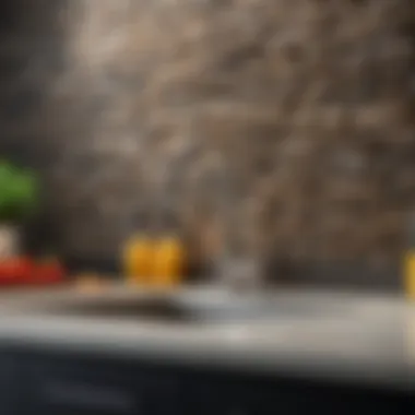 Character and Texture of Stone Backsplashes Stylish stone backsplash adding character to a kitchen
