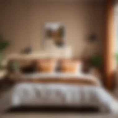 A cozy bedroom designed with earthy colors and natural elements