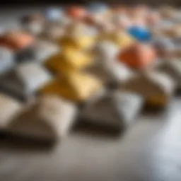 A selection of different concrete mix bags.
