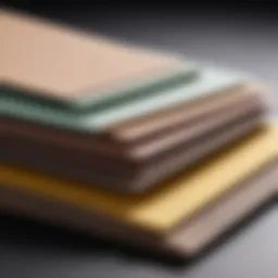 Different types of sandpaper sheets arranged neatly