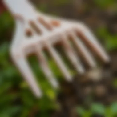 Detailed View of Plastic Rake Teeth Close-up of rake teeth on a plastic rake