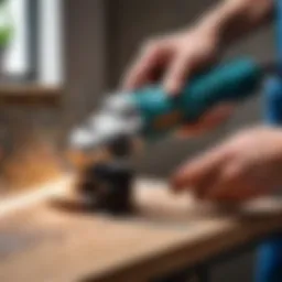 Compact angle grinder in action