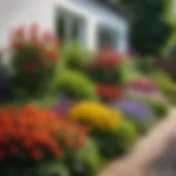 Lush corner garden design featuring colorful flowers and greenery