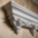 A stunning close-up of decorative cornices installed on a gypsum board wall, highlighting intricate patterns.