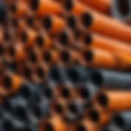 A selection of corrugated pipes showcasing various materials