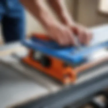 Tile Cutter in Action Demonstration of a tile cutter in action