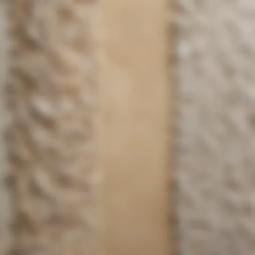 Various types of decorative plaster materials arranged
