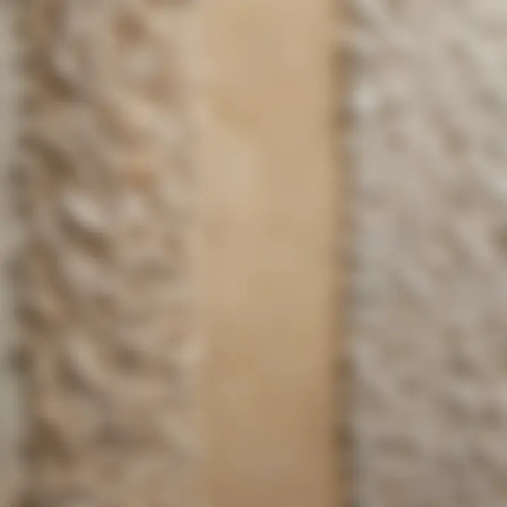 Various types of decorative plaster materials arranged