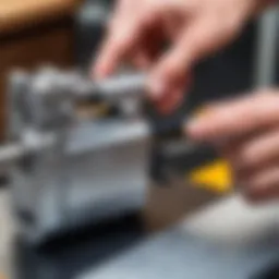 Measuring the lock cylinder size with a caliper for precision