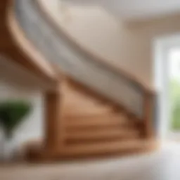 A beautifully designed wooden staircase showcasing elegant curves and precise measurements.