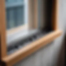 Detailed view of a drainage system in window frames