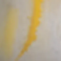 Close-up of yellow stains on a drywall ceiling