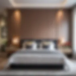 Elegant bedroom wall design behind the bed