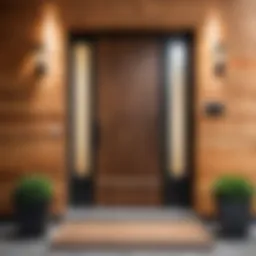 Elegant front door showcasing modern wood design