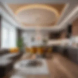 Elegant stretch ceiling in a modern living room