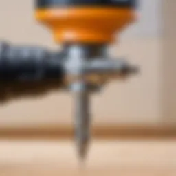 Close-up of an electric screwdriver with a stuck bit