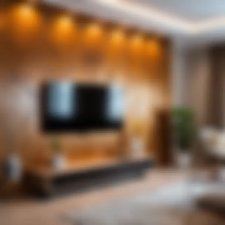 Beautifully finished wet silk wall in a cozy room
