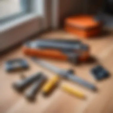 Toolkit for Door Closer Adjustment A toolkit laid out for adjusting a door closer.