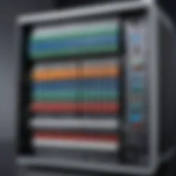 Detailed view of a distribution board with labeled components