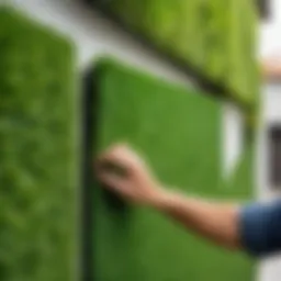 Artificial turf application on a wall