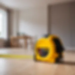 Measuring a room with a tape measure
