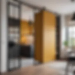 Stylish partition design between kitchen and bathroom