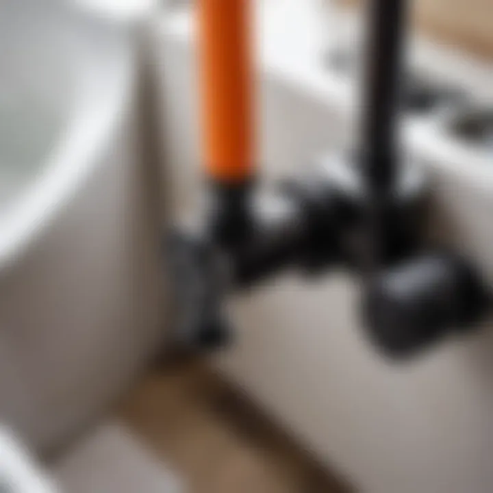 Close-up of a toilet tank float mechanism
