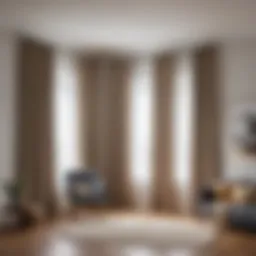 A well-designed curtain rod installation showcasing the optimal distance from the ceiling.