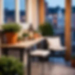 Cozy balcony with winter decoration