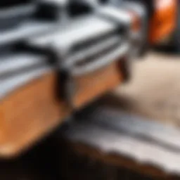Close-up view of a chainsaw chain and file